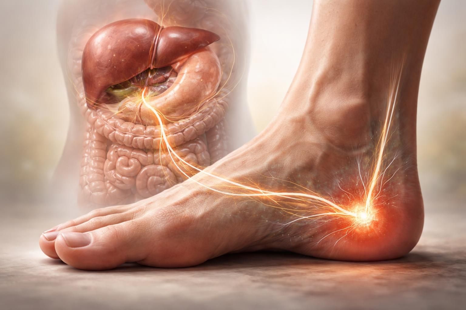 découvrez les liens entre l'épine calcanéenne, le foie et les intestins, et comprenez comment ces connexions influencent l'équilibre entre le corps et l'esprit.